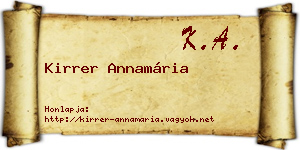 Kirrer Annamária névjegykártya